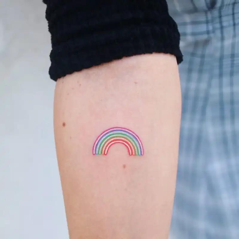 Small Neon Rainbow Tattoo