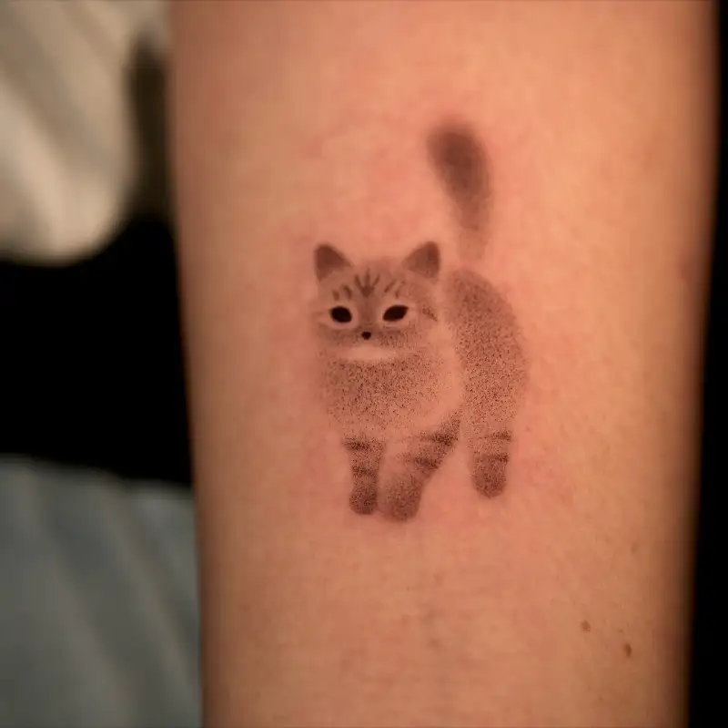 Soft Stipple Cat Tattoo