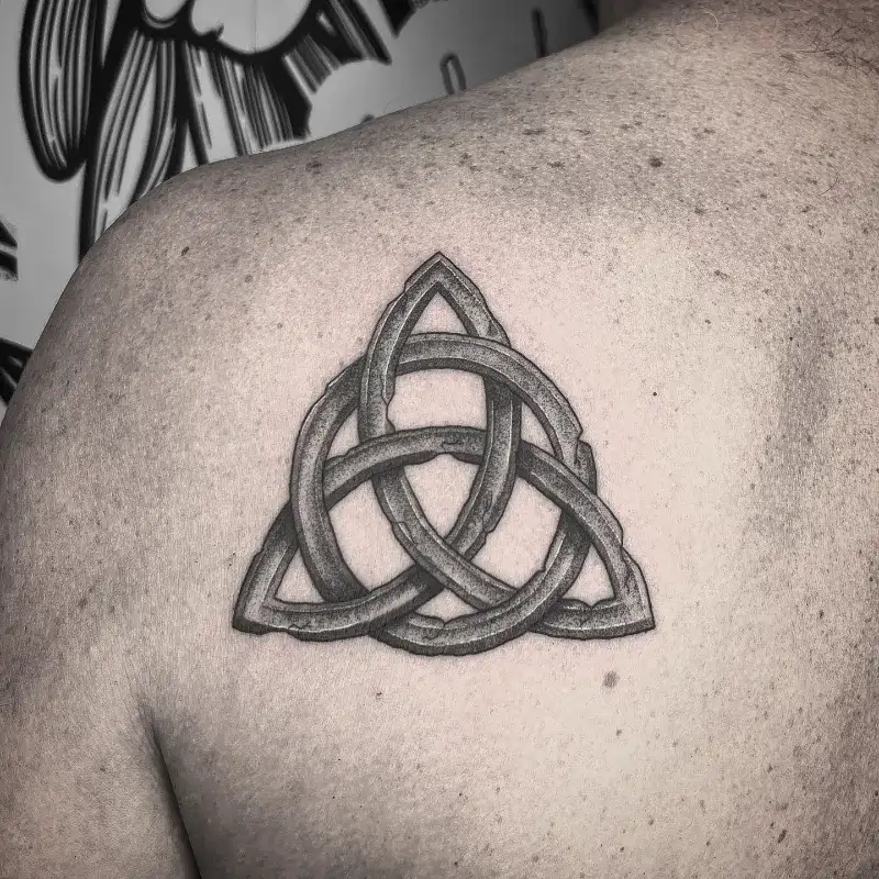 Stone Texture Trinity Knot Tattoo