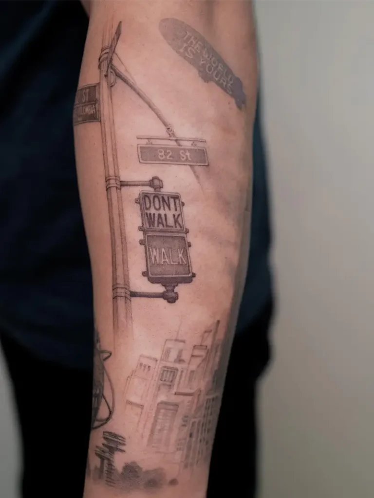 Street Sign Realism New York Tattoo