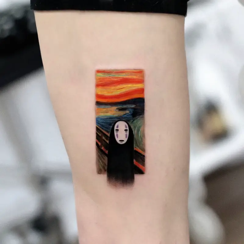 Surreal No-Face Tattoo