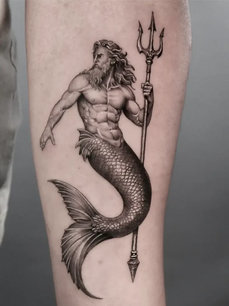Surreal Poseidon Mermaid Tattoo