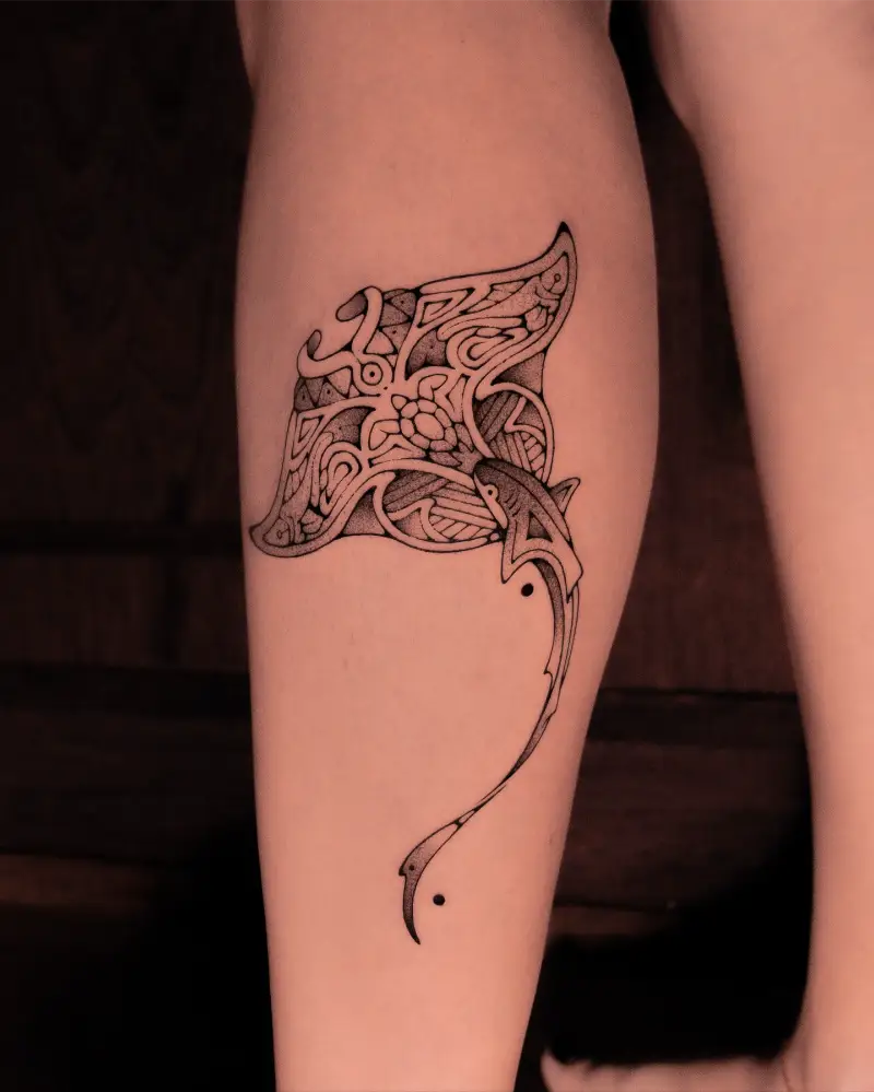 Polynesian Manta Ray, Turtle & Fish Tattoo