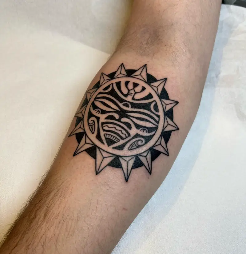 Symbolic Polynesian Sun Circle Tattoo