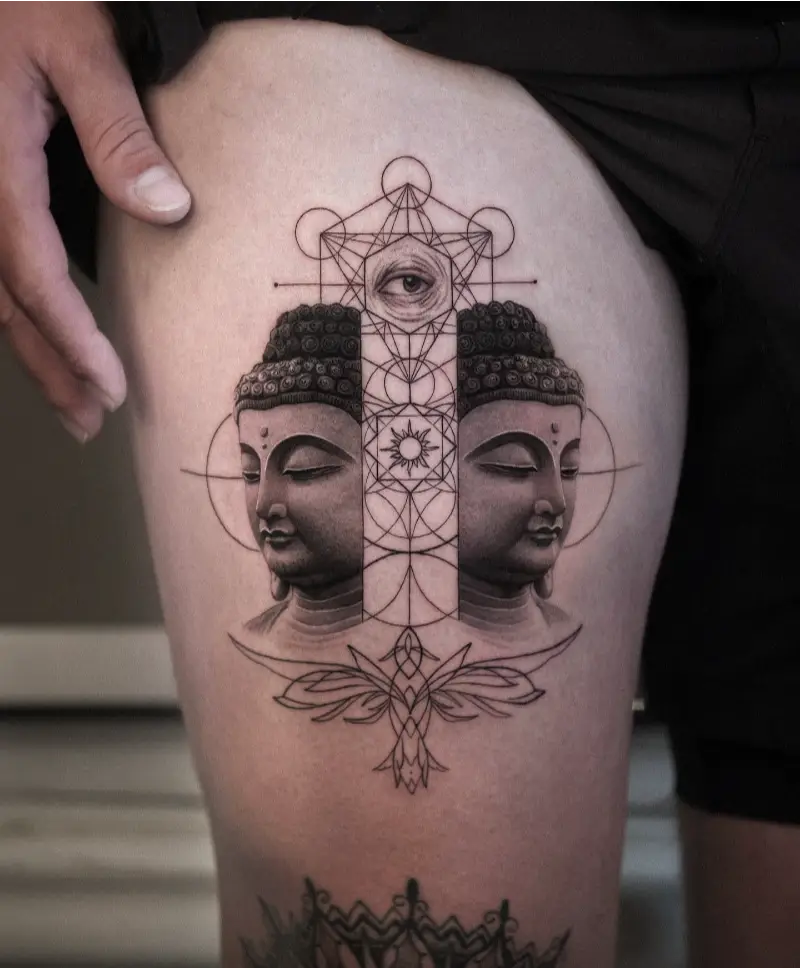 Symmetrical Sacred Geometry Buddha Tattoo