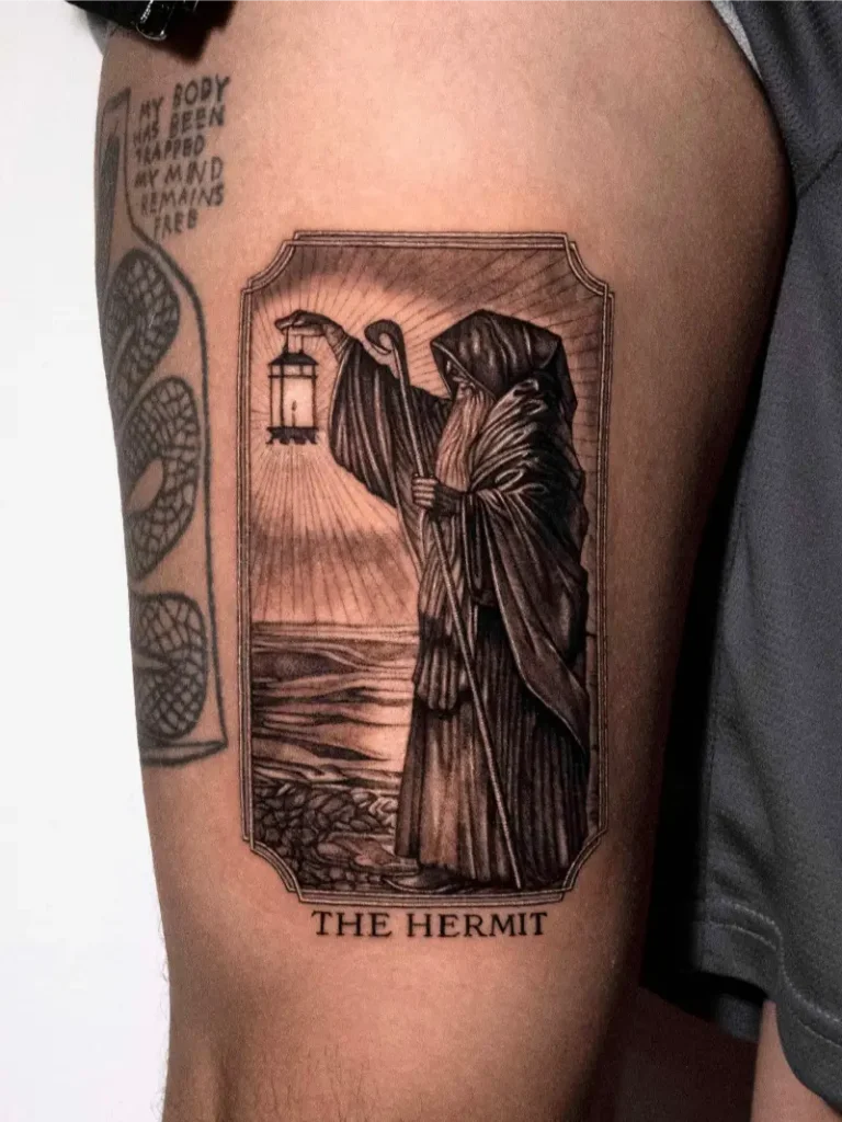 The Hermit Lantern Tarot Card Tattoo