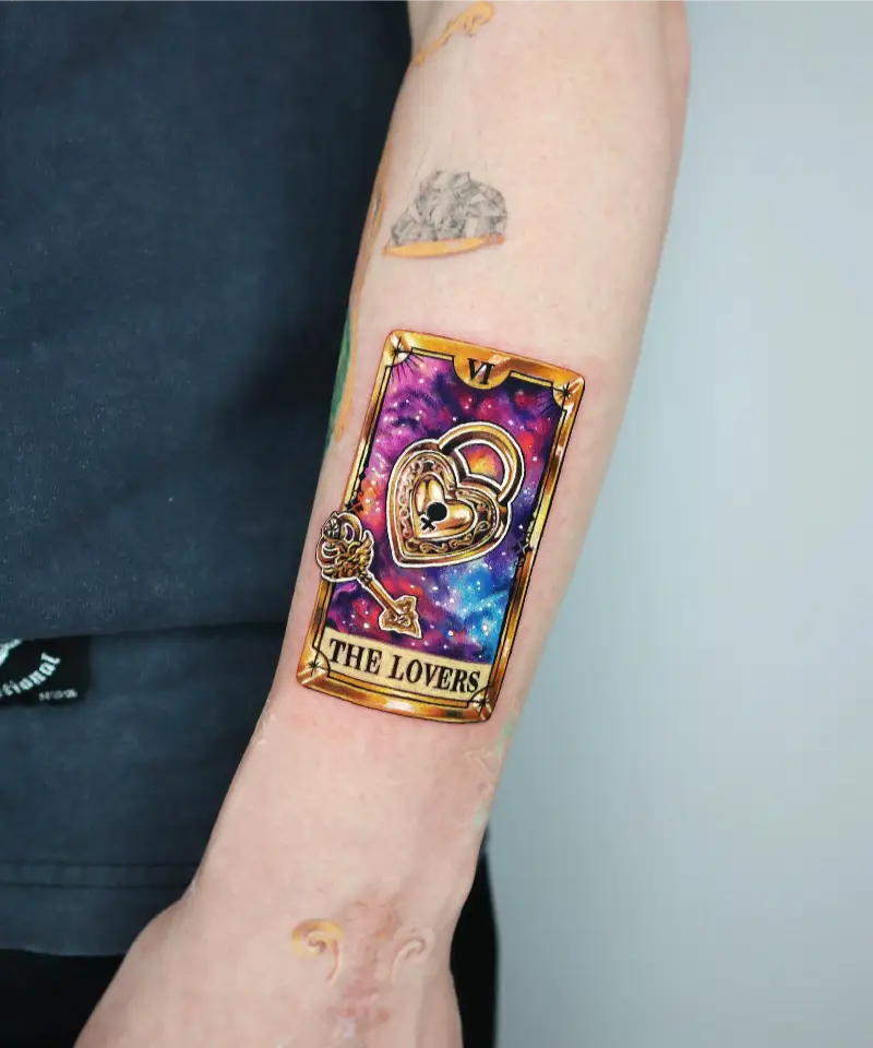 The Lovers Galaxy Tarot Card Tattoo