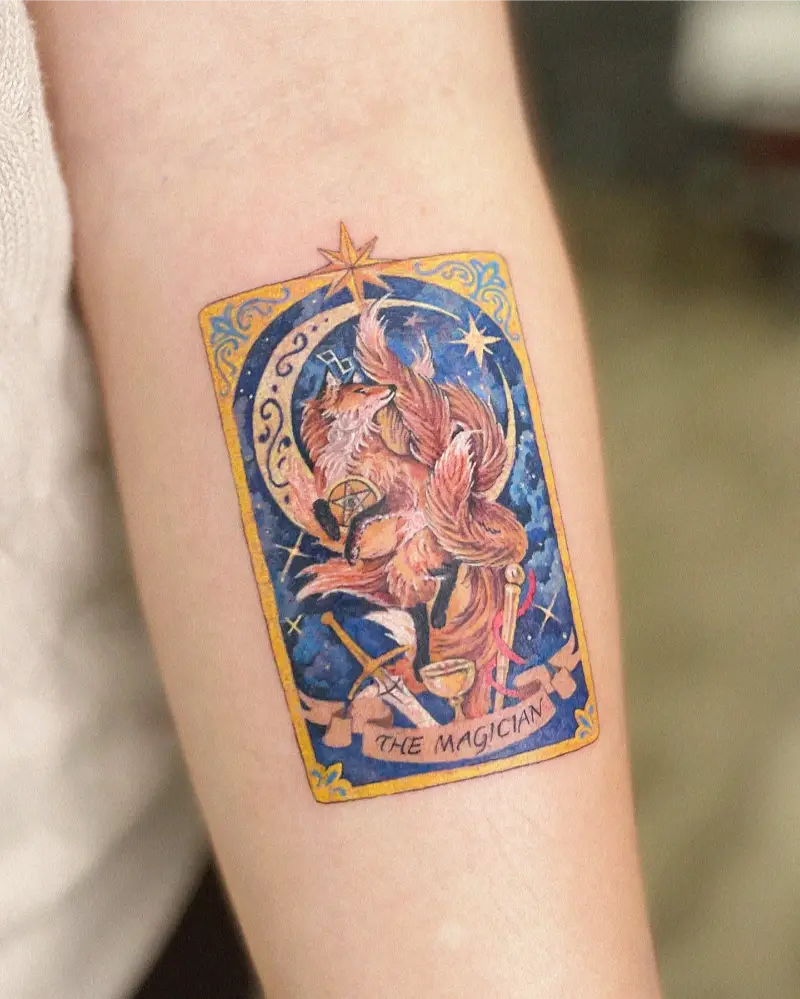 The Magician Fox Tarot Card Tattoo