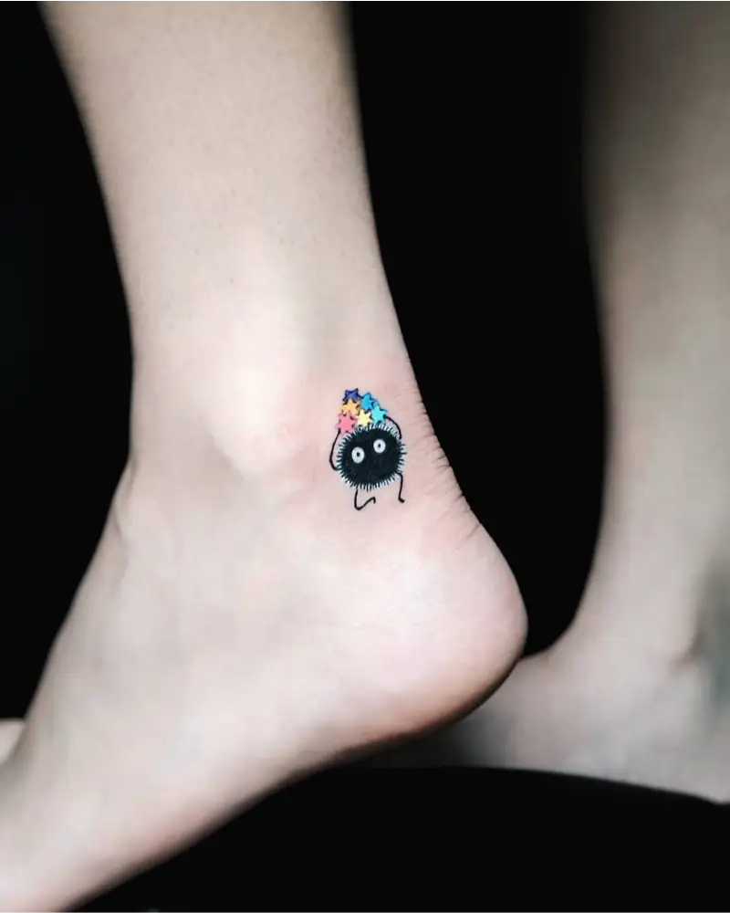 Tiny Color Soot Sprite Star Crown Tattoo