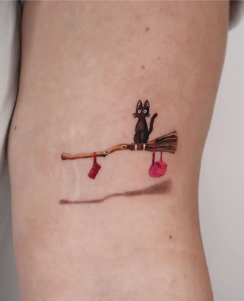 Tiny Jiji on Broom Tattoo