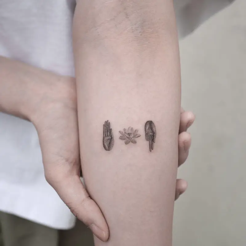 Tiny Lotus Mudra Tattoo