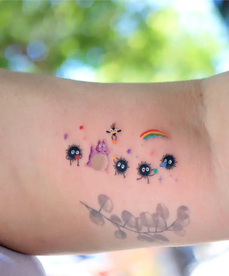 Tiny Totoro and Soot Sprite Tattoo