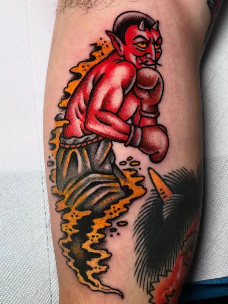 Traditional Boxer Devil Tattoo