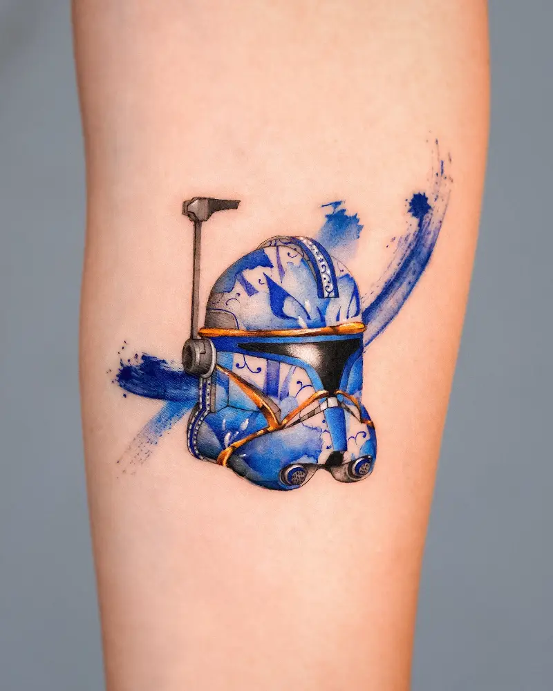Watercolor Clone Trooper Helmet Tattoo