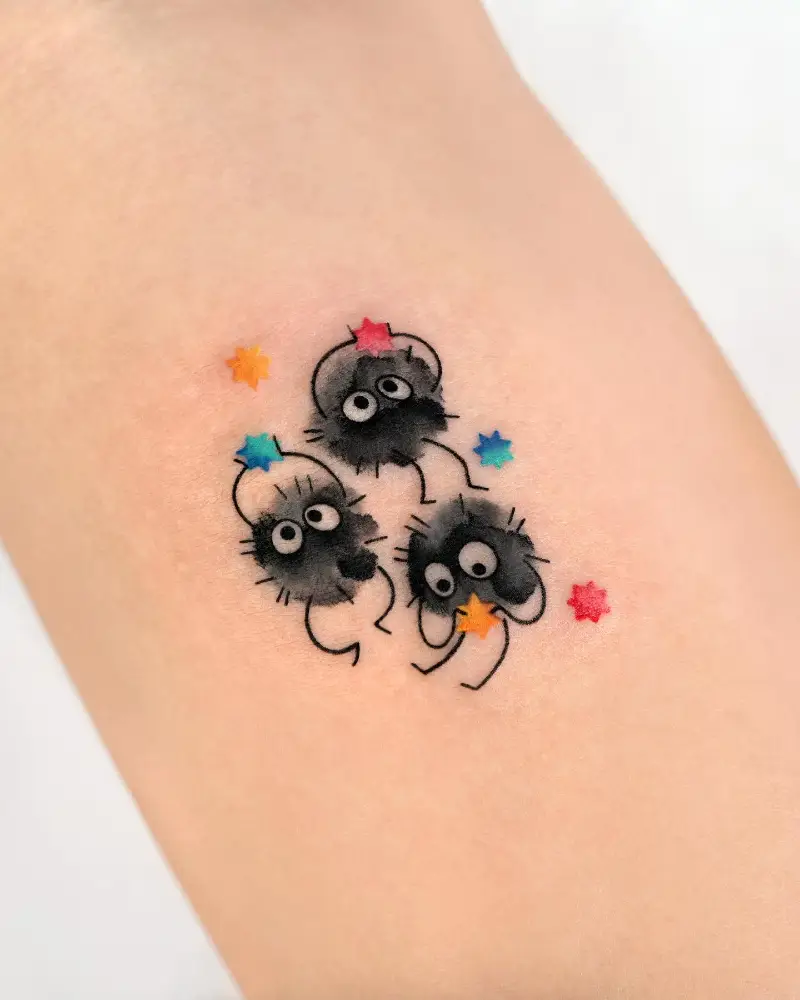 Watercolor Soot Sprite Star Tattoo