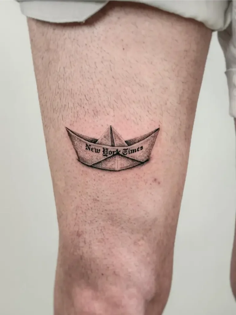 New York Times Paper Boat tattoo