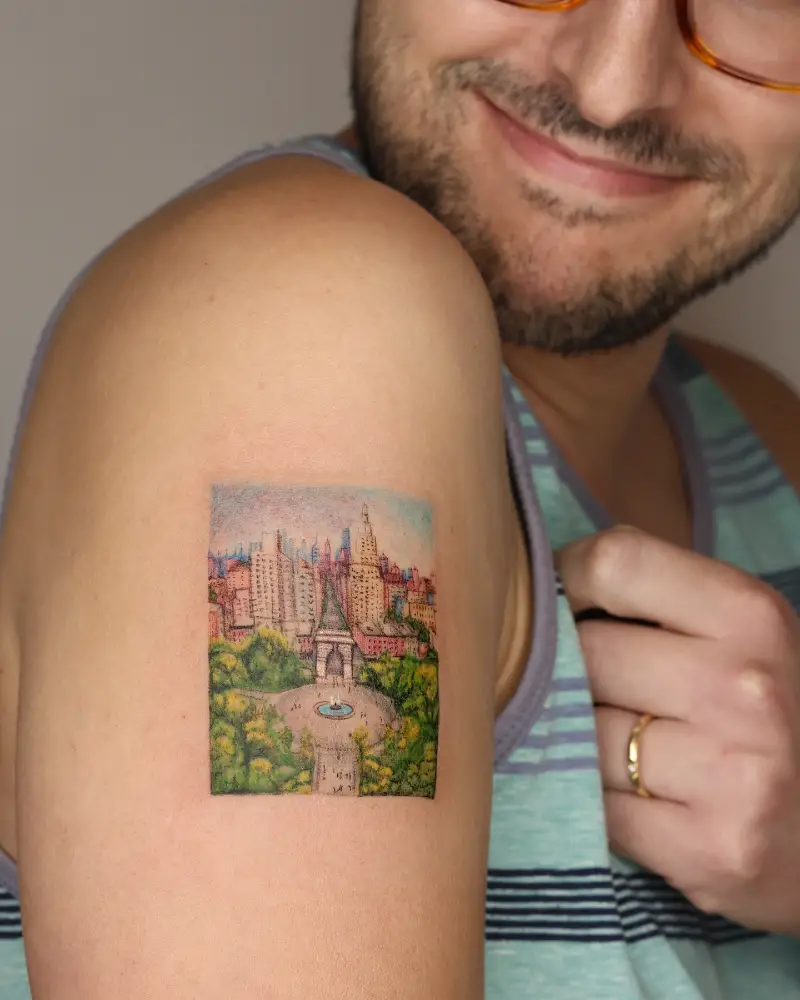 Painterly Washington Square Park Tattoo