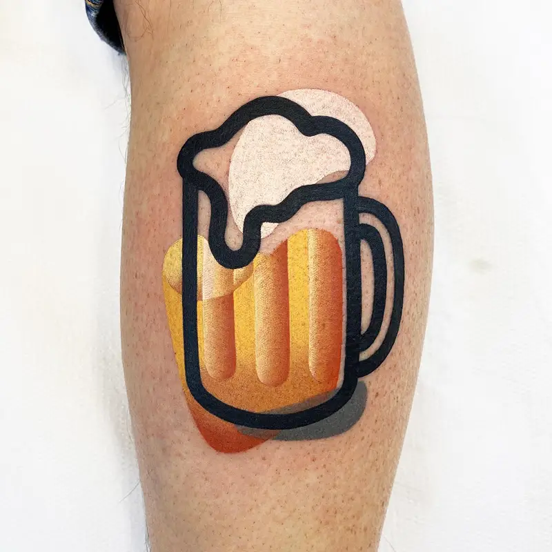 Abstract Beer Mug Tattoo With Graphic Layers