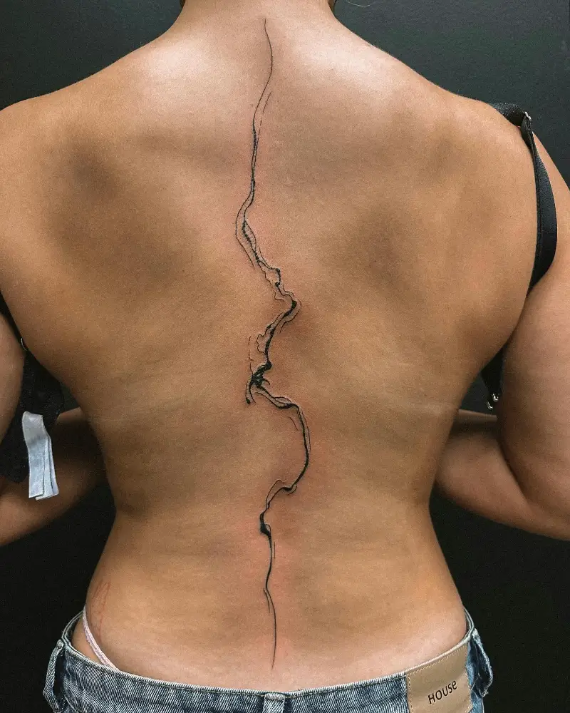 Abstract Contour Spine Tattoo