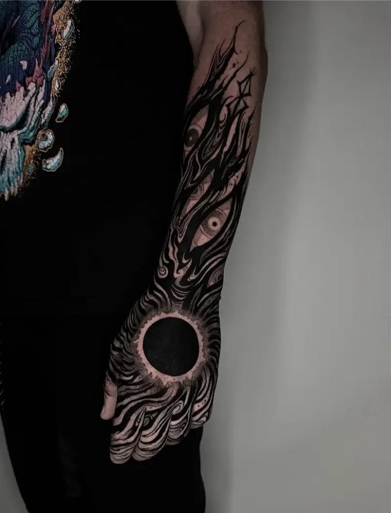 Abstract Eclipse Berserk Sleeve Tattoo