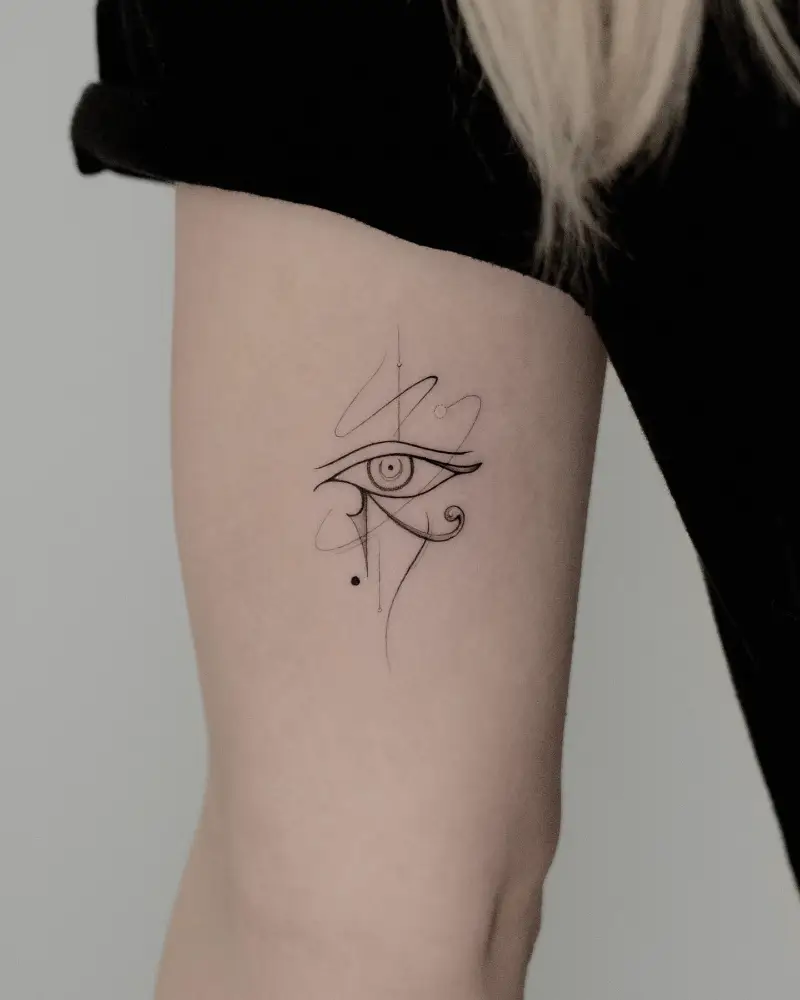 Abstract Fine Line Eye of Horus Tattoo