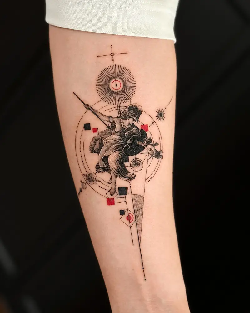 Abstract Geometric Athena Tattoo