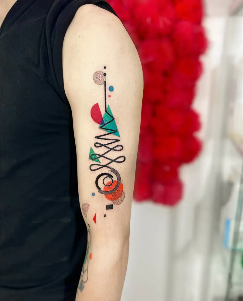 Abstract Geometric Unalome Tattoo