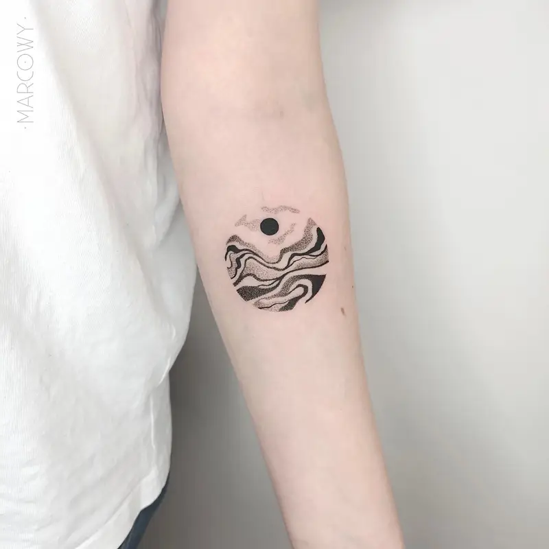 Abstract Landscape Circle Tattoo