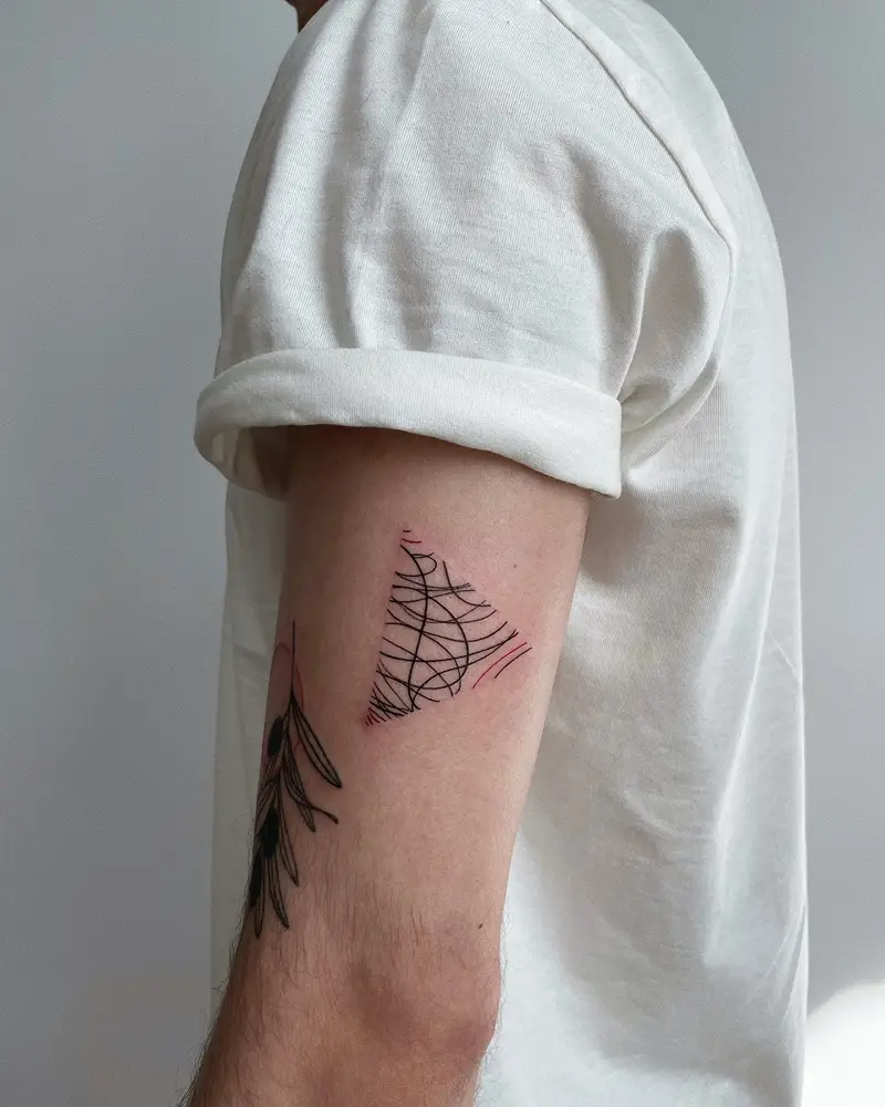 Abstract Linework Triangle Tattoo