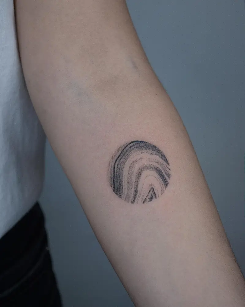 Abstract Marble Slice Circle Tattoo