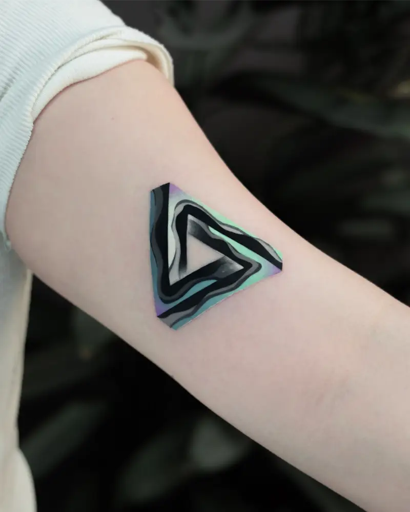 Abstract Optical Triangle Tattoo