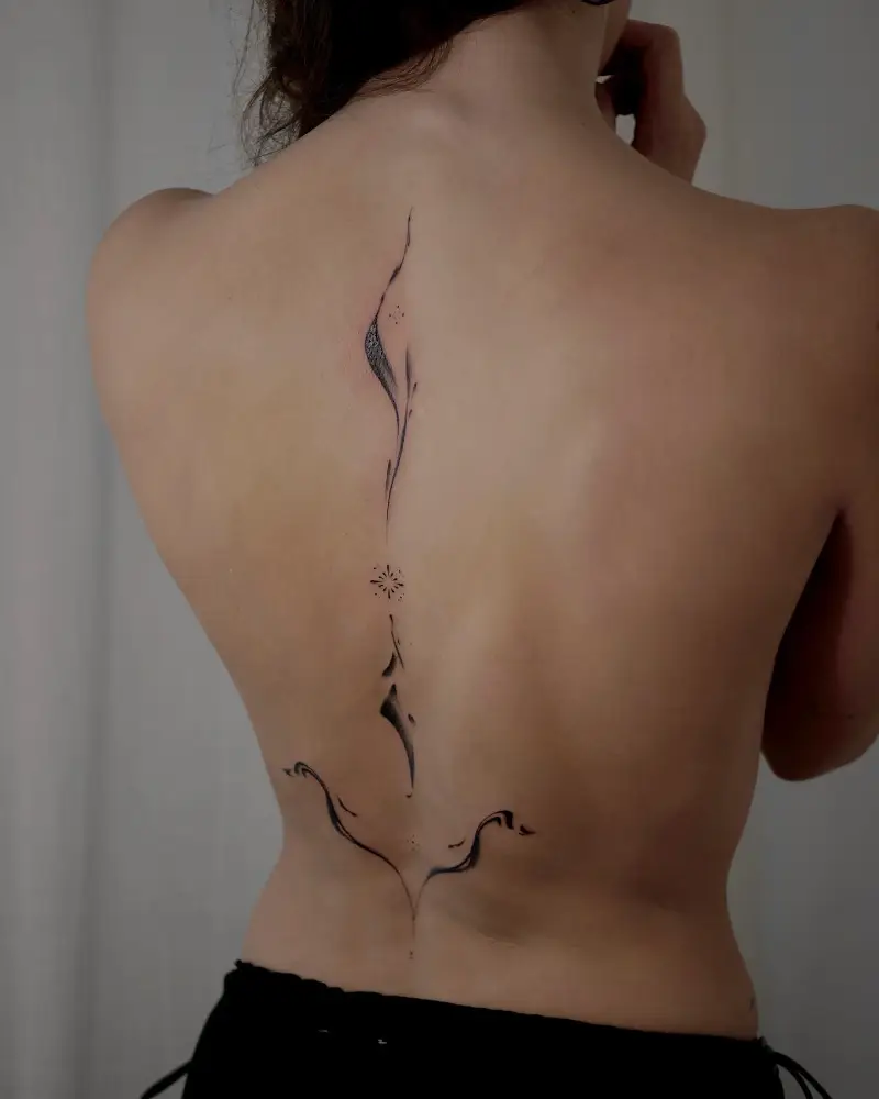 Abstract Ornamental Spine Tattoo