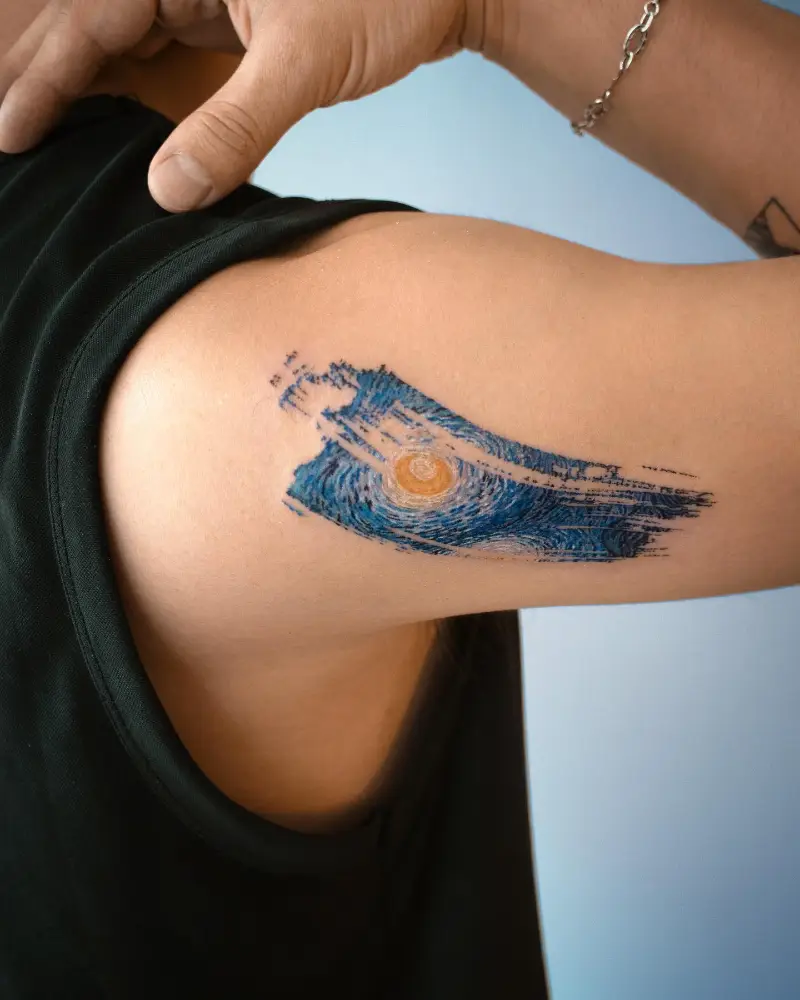 Abstract The Starry Night Brush Stroke Tattoo