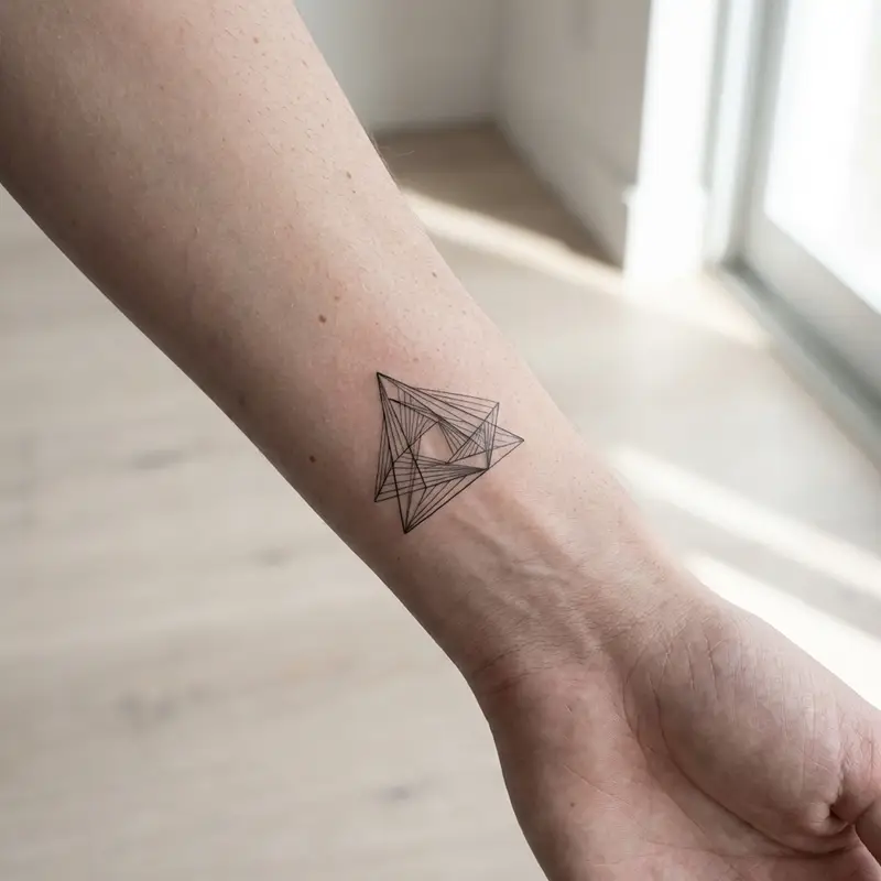 Abstract Wireframe Triangle Tattoo