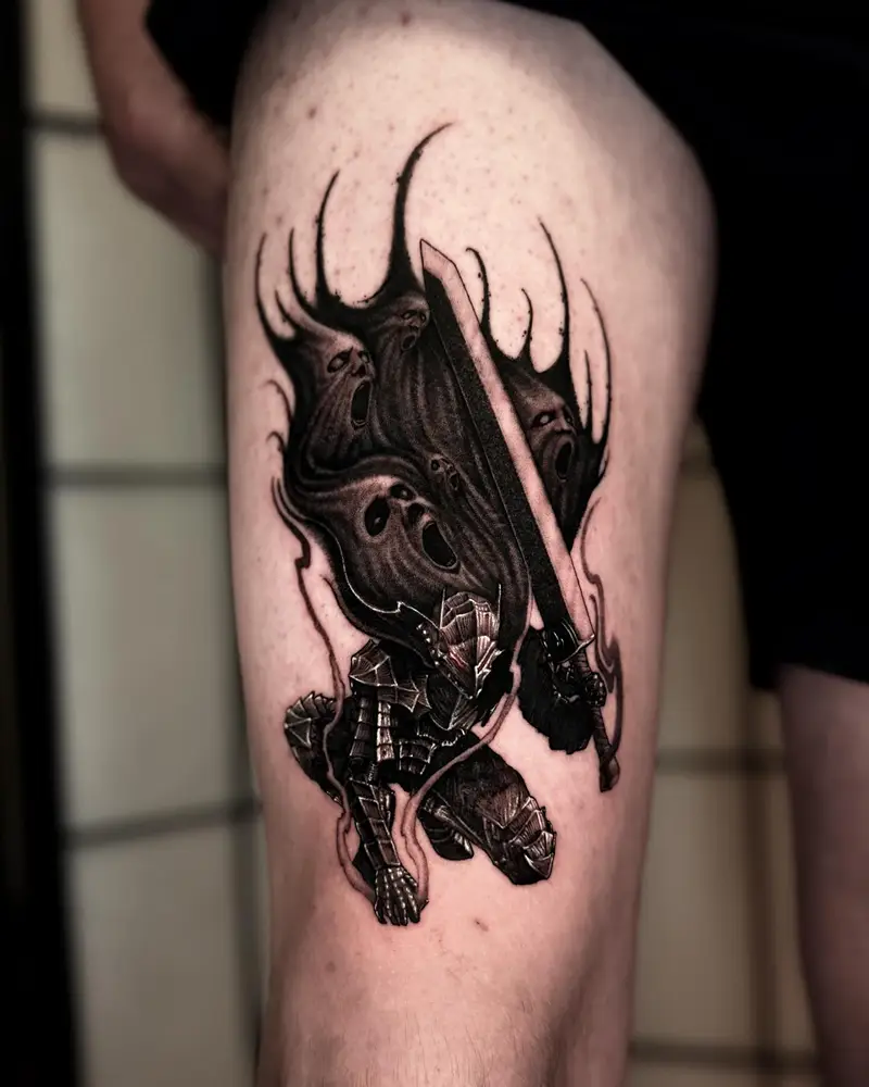 Blackwork Berserker Armor Guts Tattoo