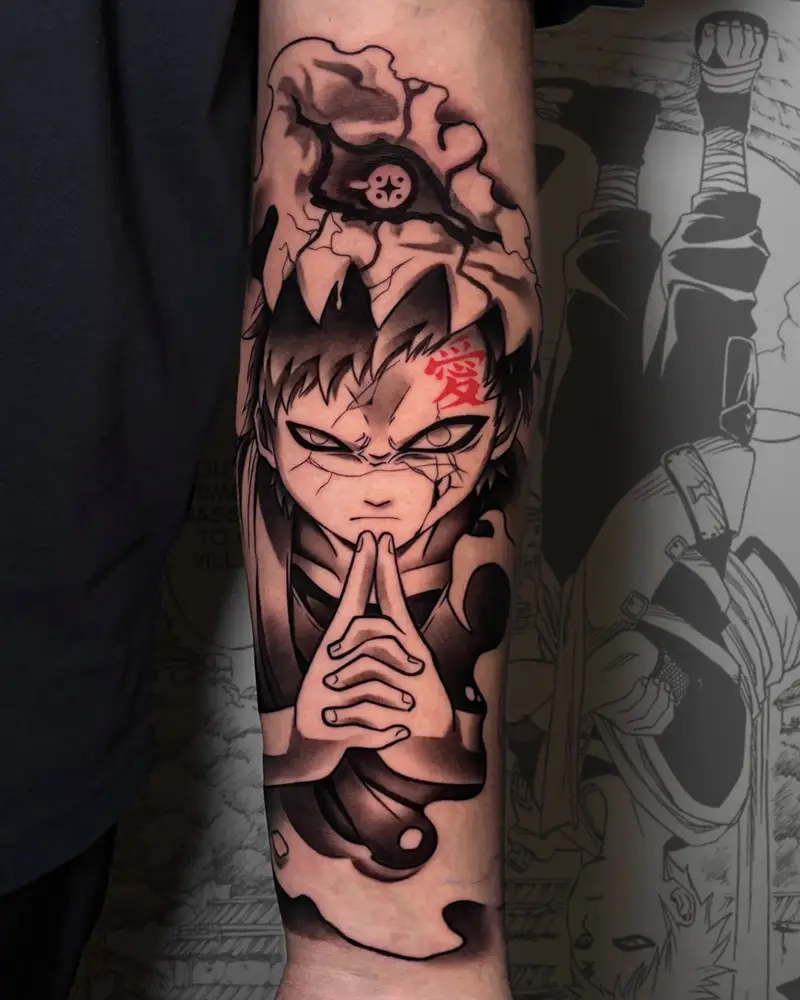 Blackwork Ritual Pose Gaara Tattoo