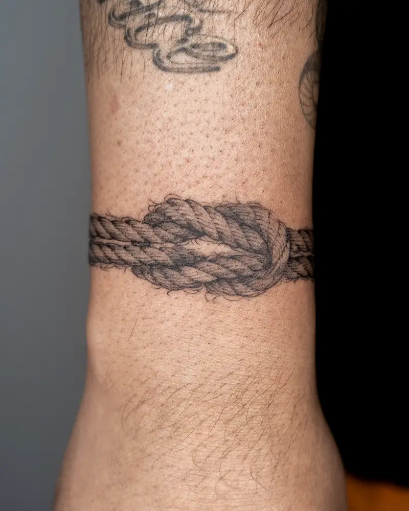 Blackwork Rope Knot Band Tattoo