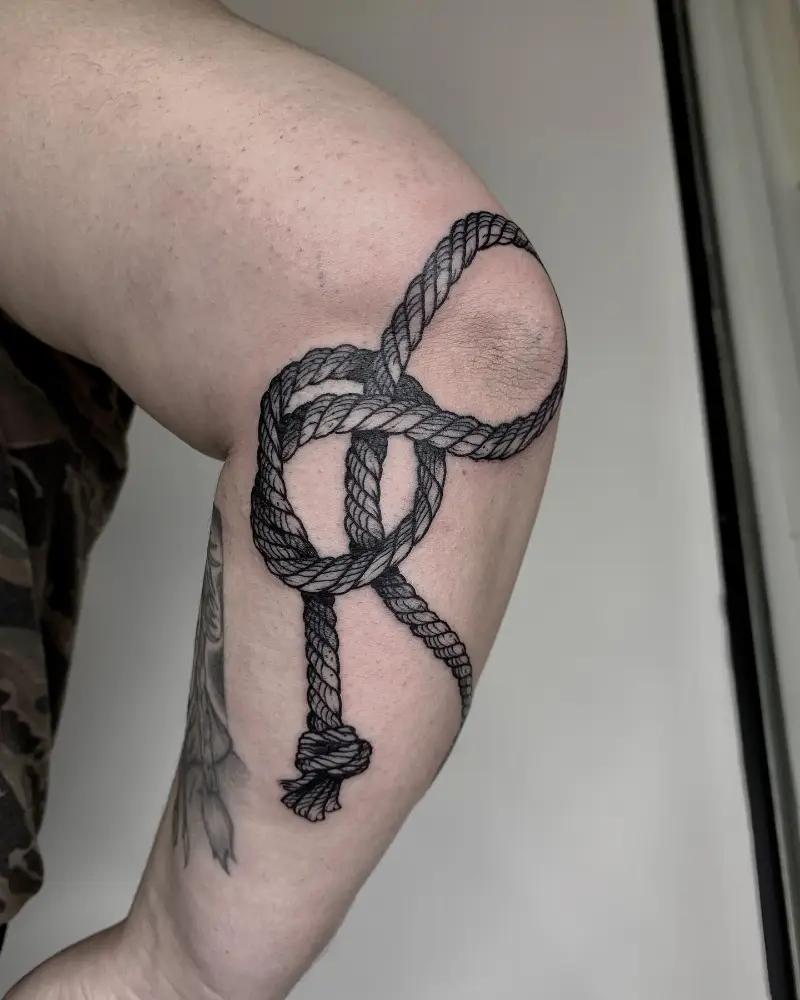 Bold Blackwork Rope Knot Sleeve Tattoo