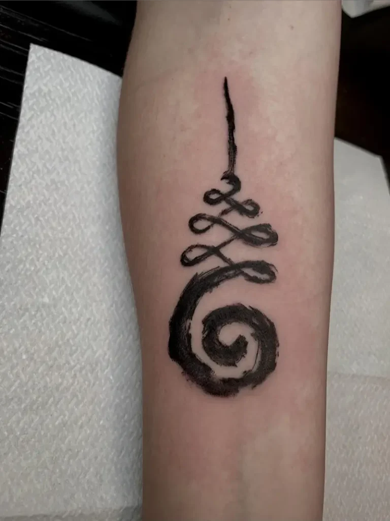 Bold Brushstroke Unalome Tattoo