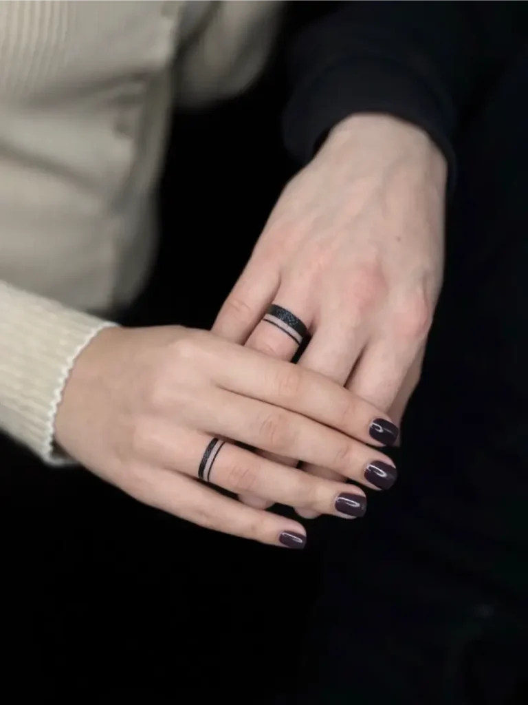 Bold Double Band Wedding Ring Tattoo