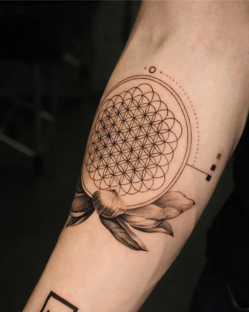Botanical Flower of Life Forearm Tattoo
