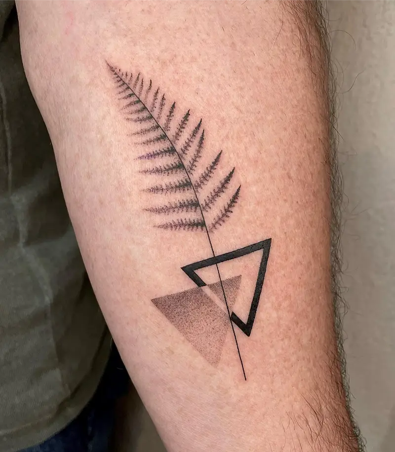 Botanical Geometric Triangle Tattoo