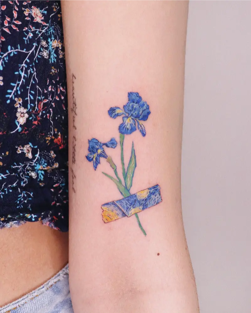 Botanical Irises Van Gogh Tattoo