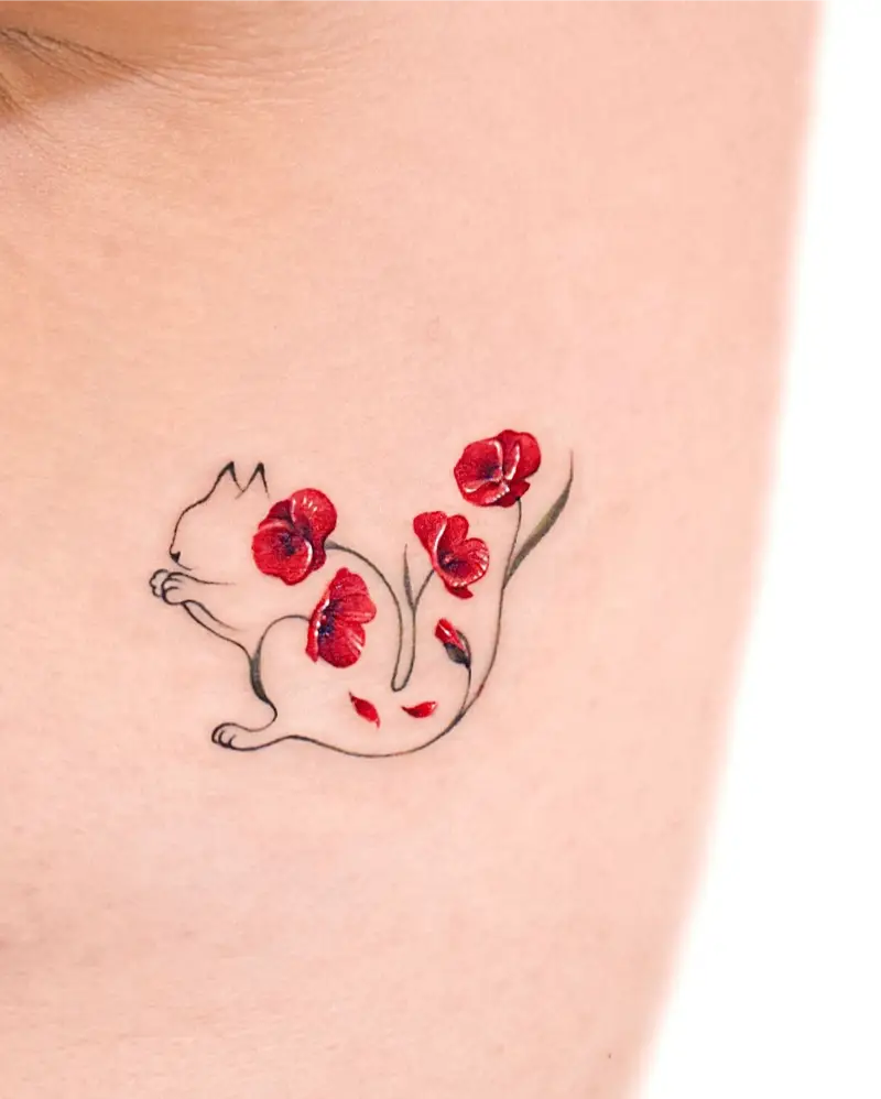 Botanical Outline Squirrel Tattoo