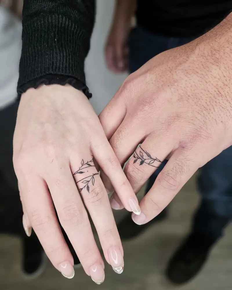 Botanical Vine Wedding Ring Tattoo