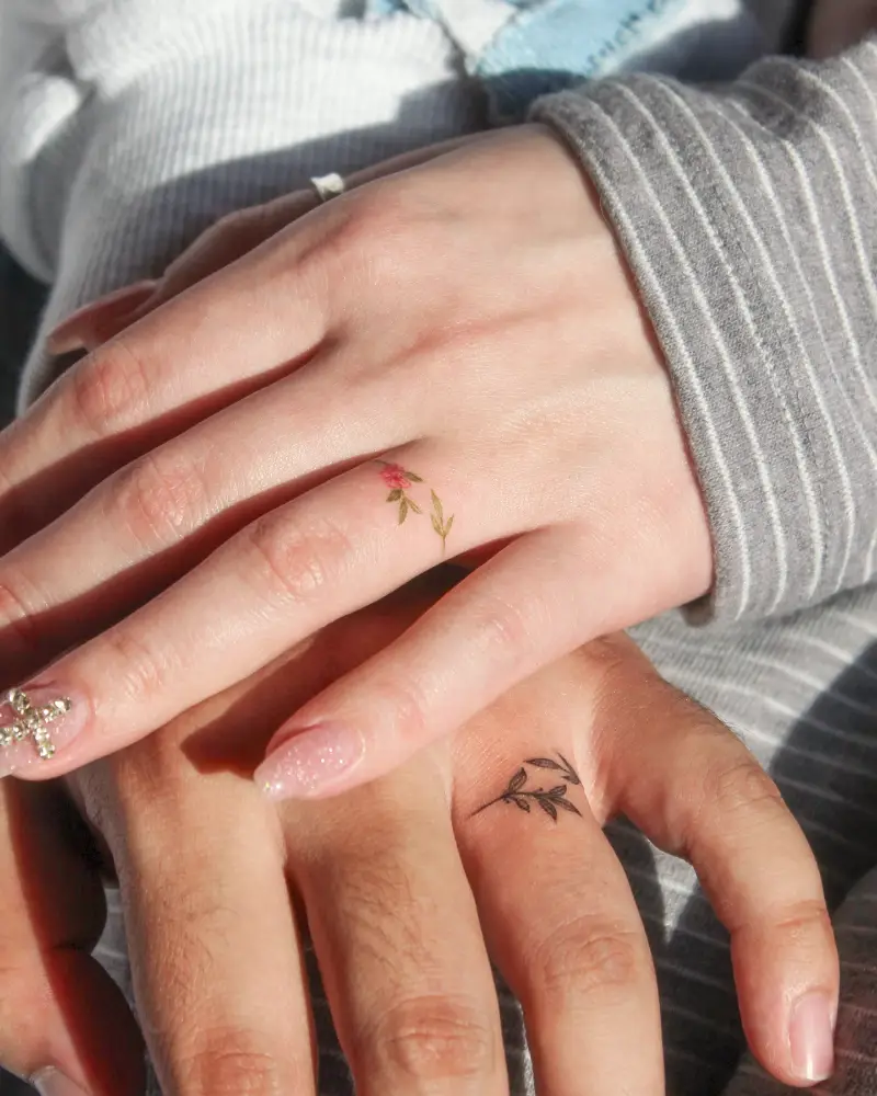 Botanical Wedding Ring Tattoo