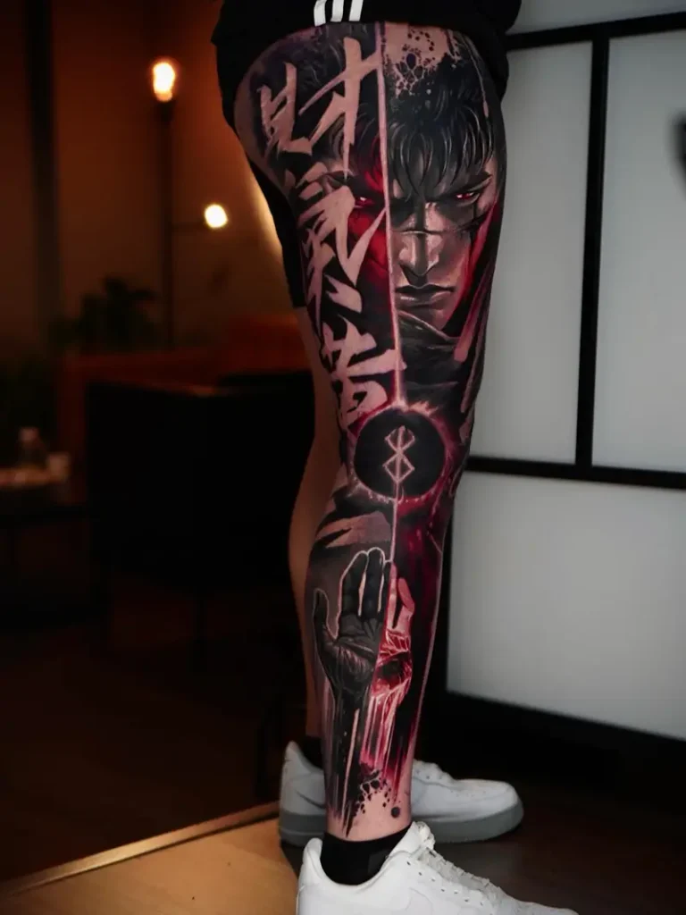 Cinematic Guts Leg Sleeve Berserk Tattoo