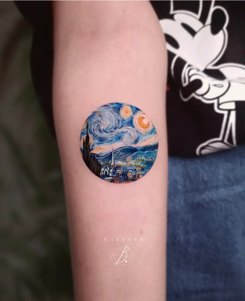 Circular Miniature The Starry Night Tattoo