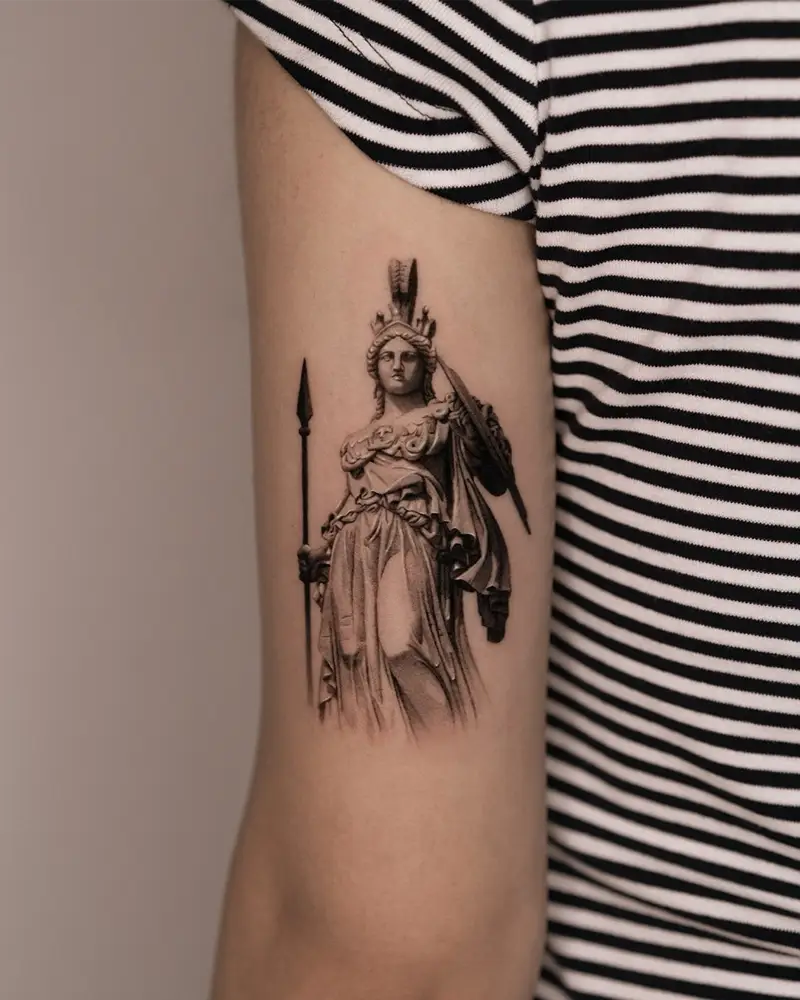 Classical Athena Statue Tattoo