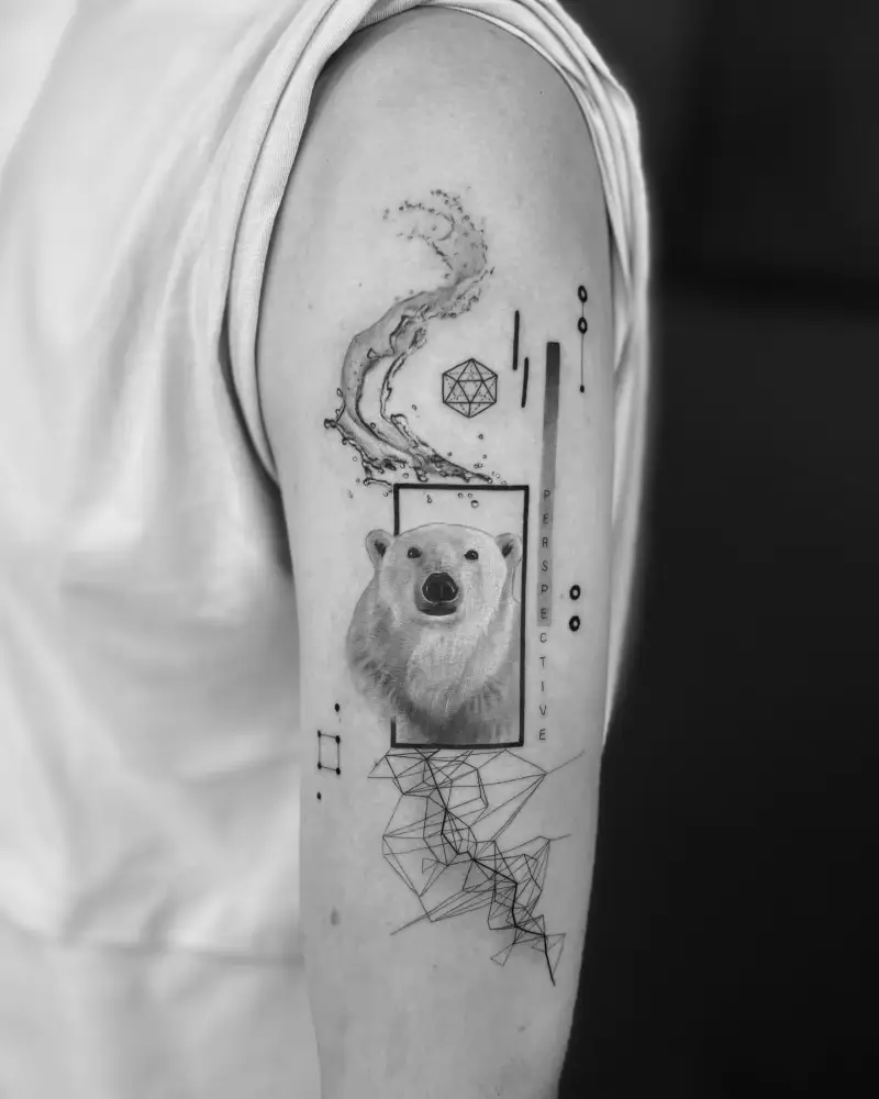 Conceptual Geometric Polar Bear Tattoo
